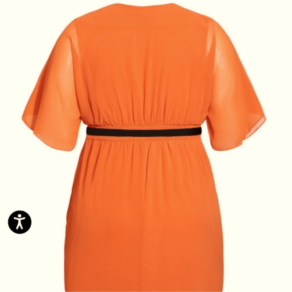 CITY CHIC Draped Faux Wrap Mini Dress w Belt - Rust Orange - Picture 4 of 16